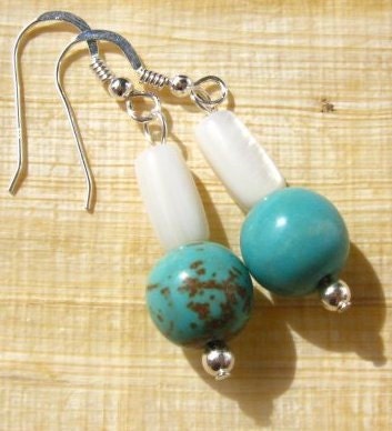 Turquoise and Mother of Pearl Earrings - Serenity