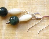 Moss Agate and Mother of Pearl Earrings - Pompeii