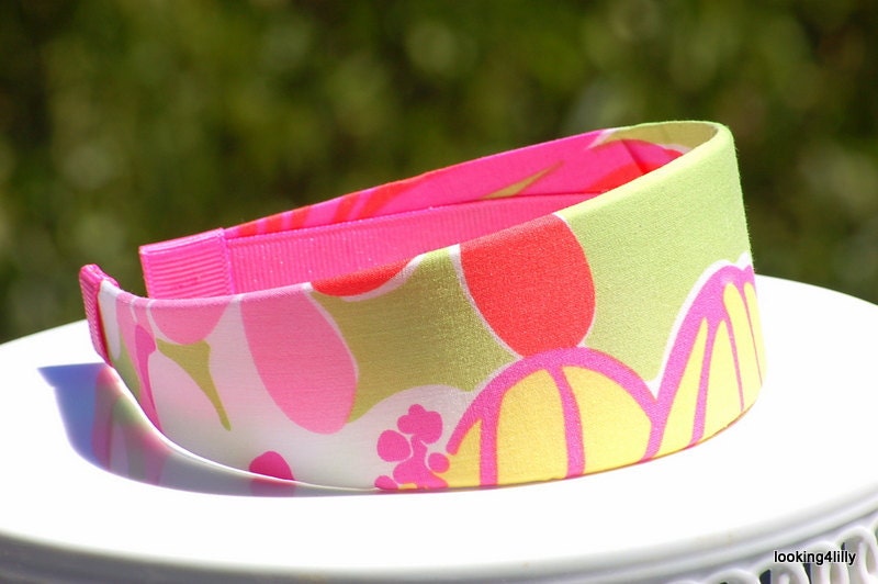 Preppy headband Lilly Pulitzer 2 inch fabric Lilly Pulitzer fabric Bahama Mama