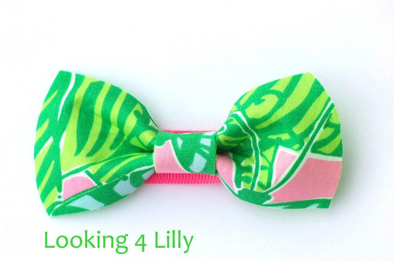 Fabric Hair Bow Made with Lilly Pulitzer fabric Preppy Hair Bow Girls Hair Bow