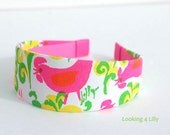 Lilly Pulitzer Vintage Fabric headband Chicken Zuzek print Key west Hand Print Fabric 2 Inch headband