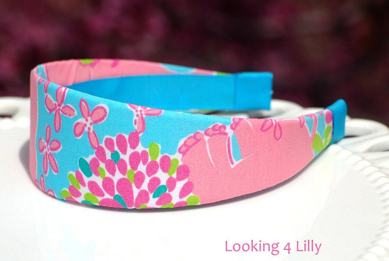 Preppy headband Lil Lilly Pulitzer 2 inch fabric Lilly Pulitzer fabric Via Blue Elefrance