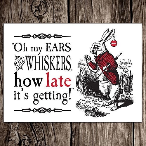 Letterpress Printed Alice In Winter Wonderland / White Rabbit Holiday Card
