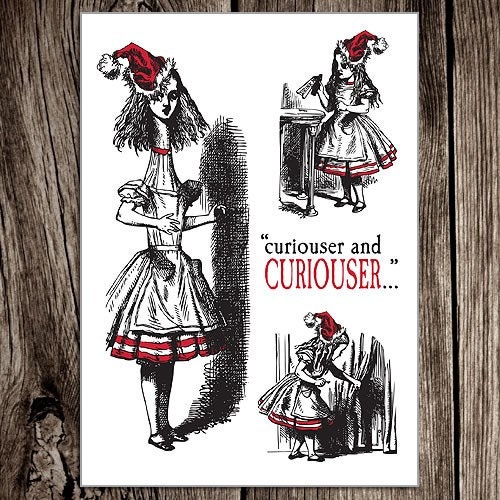 Letterpress Printed Alice In Winter Wonderland / Curious Holiday Card