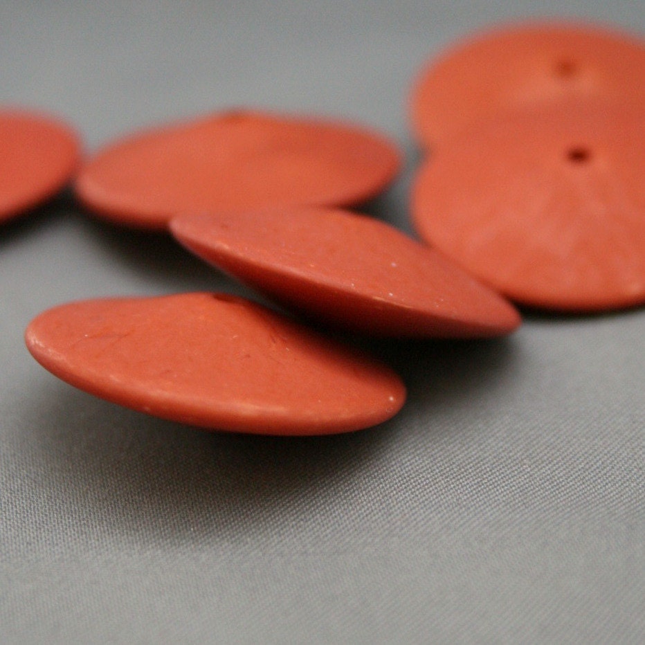 6 Vintage Opaque Rust Carnelian Lucite Spacer Beads 25mm