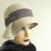 Gray wool velour cloche hat with pleated brim