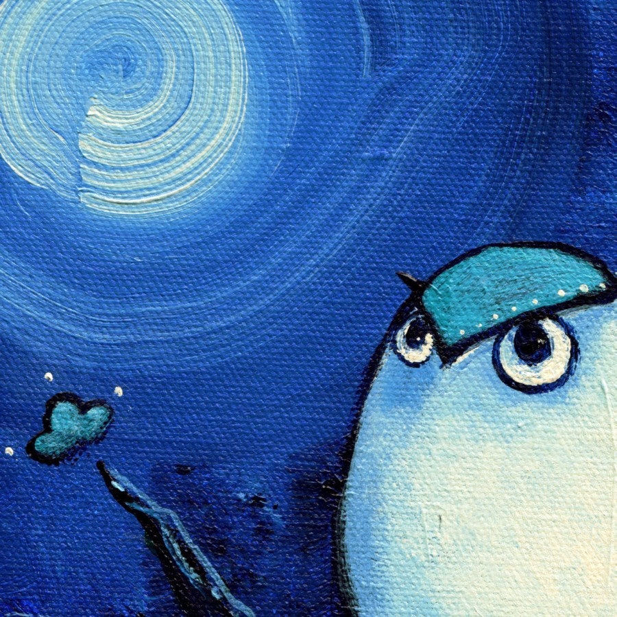 OLLIE--signed (8x10) Print of an Original Acrylic Owl Painting--Deadpan Alley