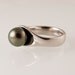 Tahitian Black Pearl Ring in Palladium, Modern Pearl Engagement Ring