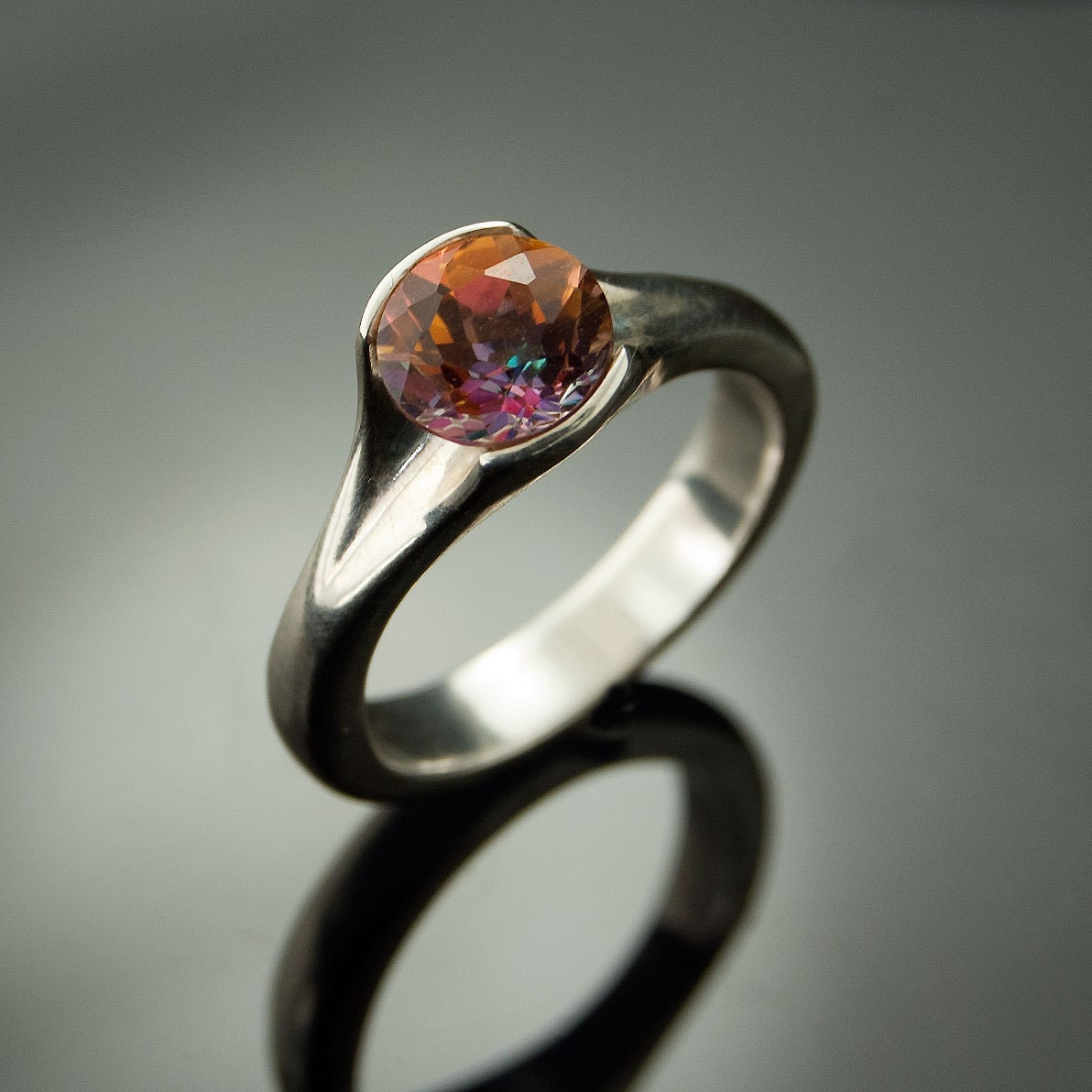 Azotic Topaz Sterling Silver Fold Ring Gemstone Ring