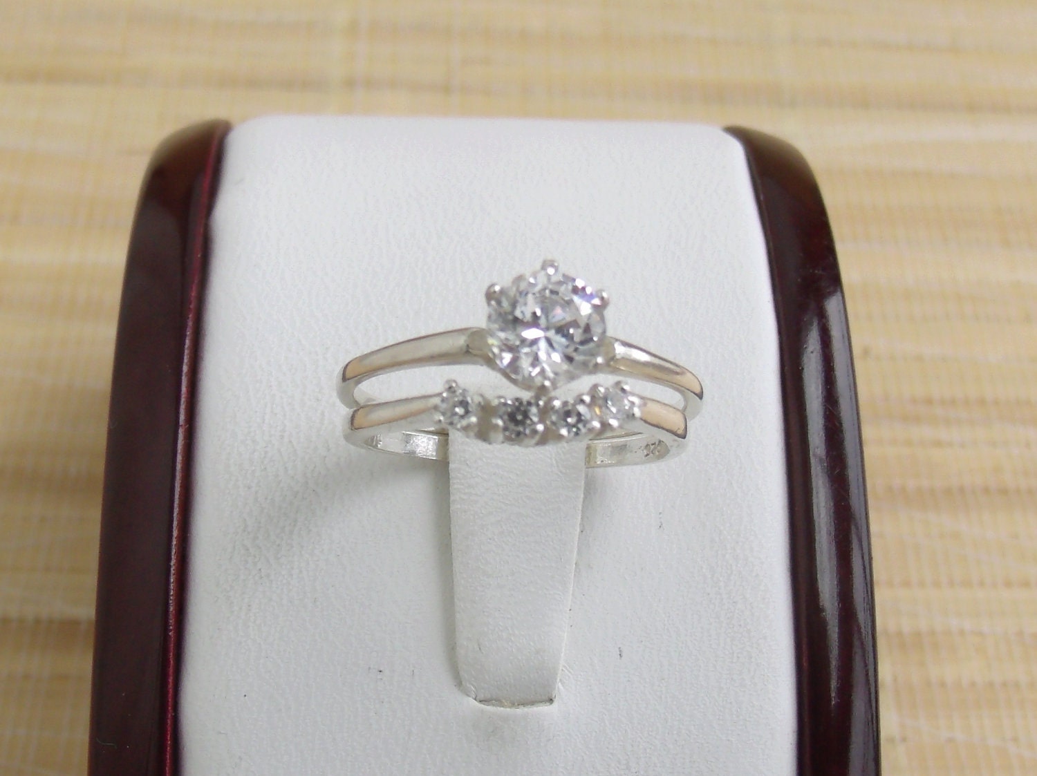 Wedding Ring Set Cubic Zirconia Sterling Silver Made To Order