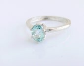 Brazilian Aquamarine Ring Sterling Silver March Birthstone Ready to ship size 7.5