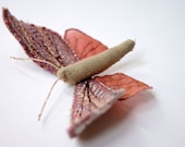 Soft Sculpture Moth /  Fabric Brooch / Ornament / Vintage Wool / Pink / Made to Order