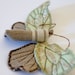 Soft Sculpture Tortricid Moth Brooch green vintage fabric metallic threads / Made to Order