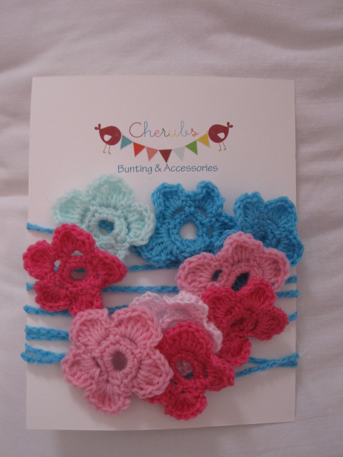 Crochet Flower Garland Banner ideal for Nursery Girls Bedroom Room Decor Pink Turquoise Photo Prop Il_170x135
