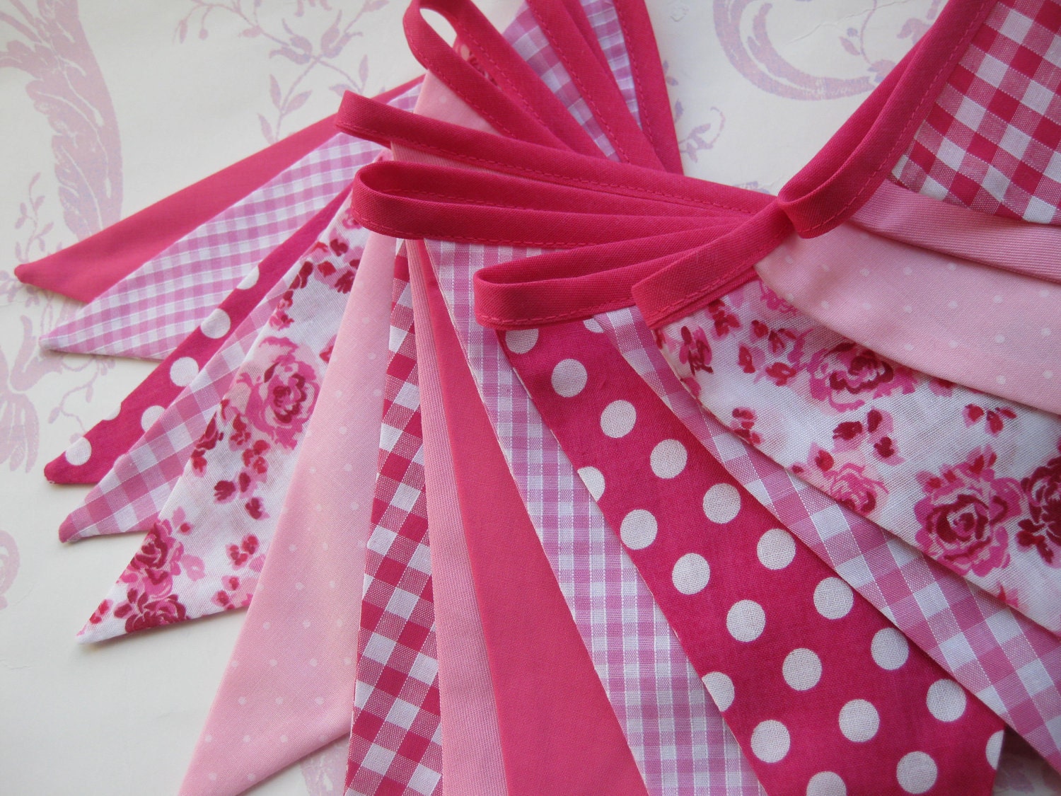 PRETTY PINKS Banner Bunting Handmade Fabric ideal for a Baby Shower Party Decor Nursery or Photo prop Custom Made to order