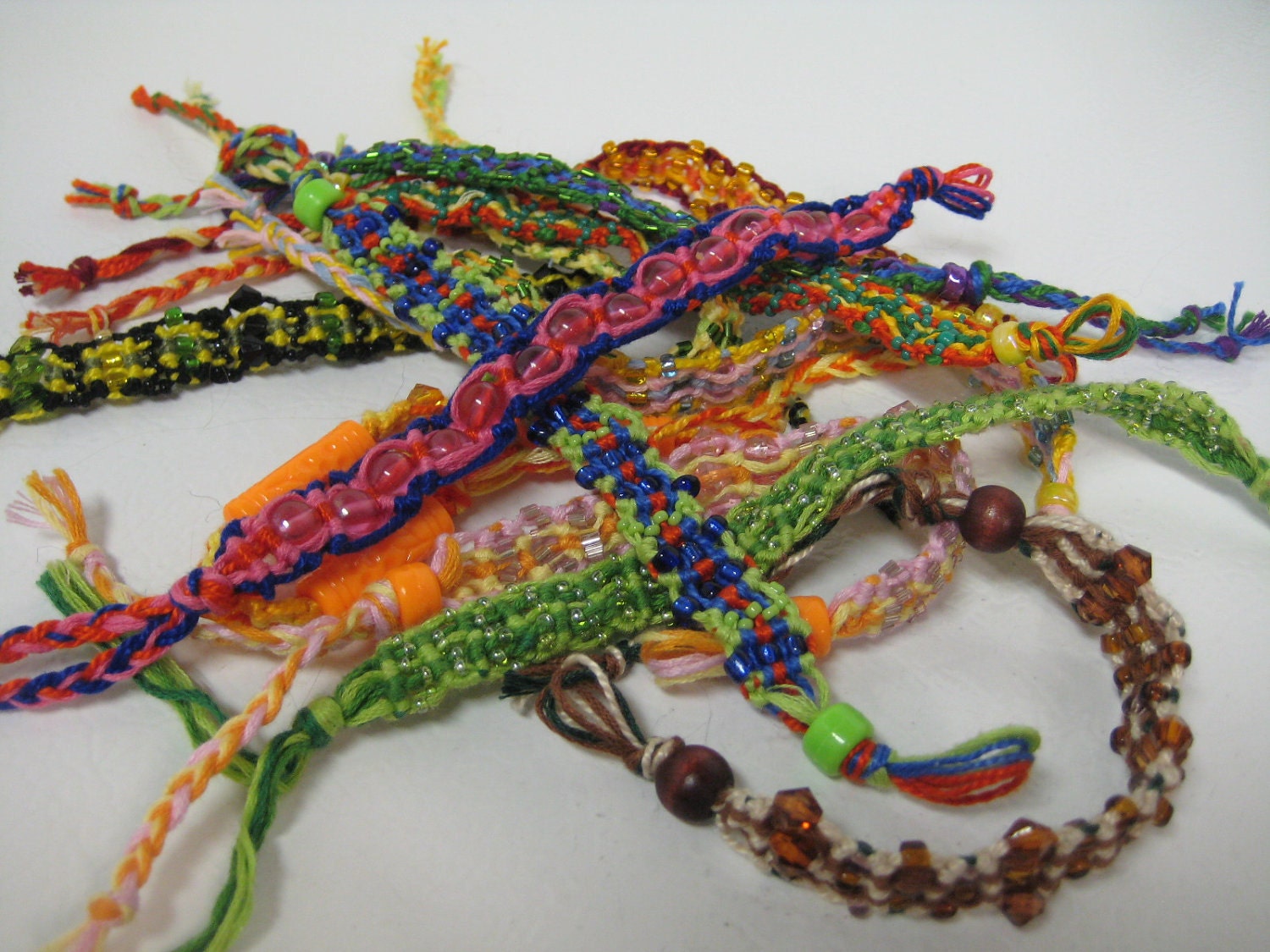 Grab Bag - Beaded Wavy Micro Macrame Friendship Bracelets Set of 5