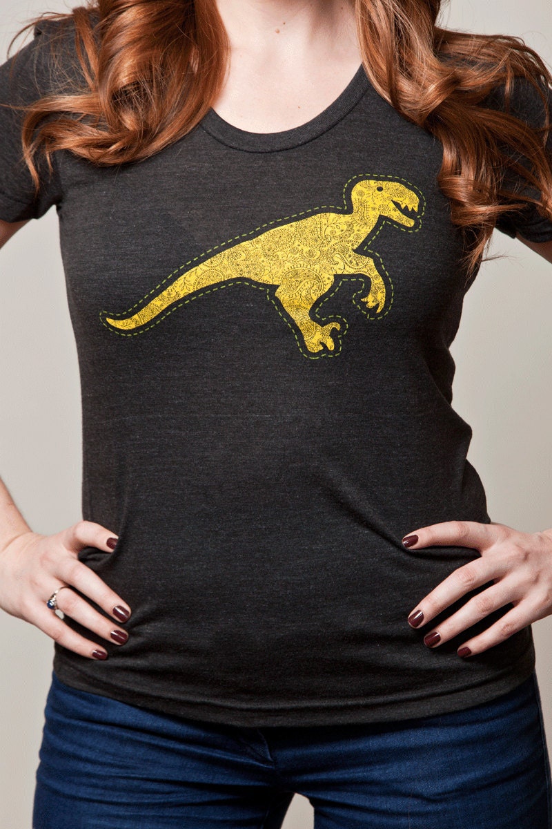 paisley dinosaur tee - women's LARGE