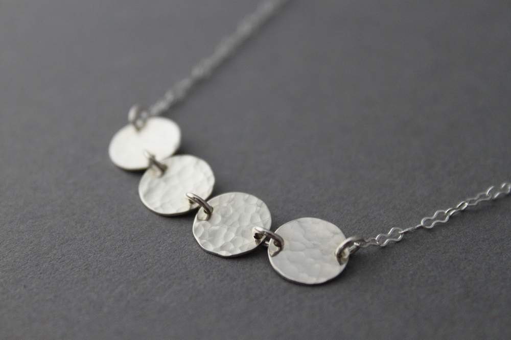 Simple Sterling Disc Necklace - Quartet