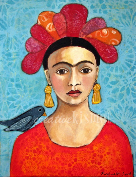 Frida with Blue Bird - ART PRINT 11X14 Limited Edition