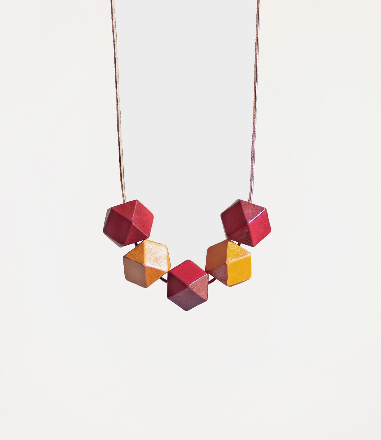 Wooden Boho Necklace / Red Necklace / Tribal Necklace