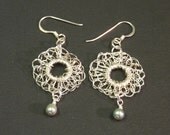 Fine Silver Round Earrings with Freshwater Pearl