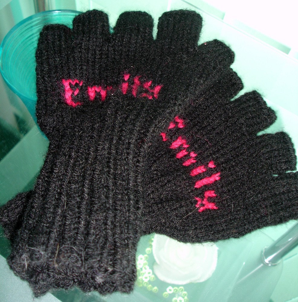 Personalized custom knitted fingerless gloves