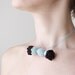 bow tie crochet candy necklace in pale blue and chocolate brown - handmade necklace, choker, gift for her, avant garde style