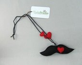 Handcrafted Necklace - Mustache with Hearts