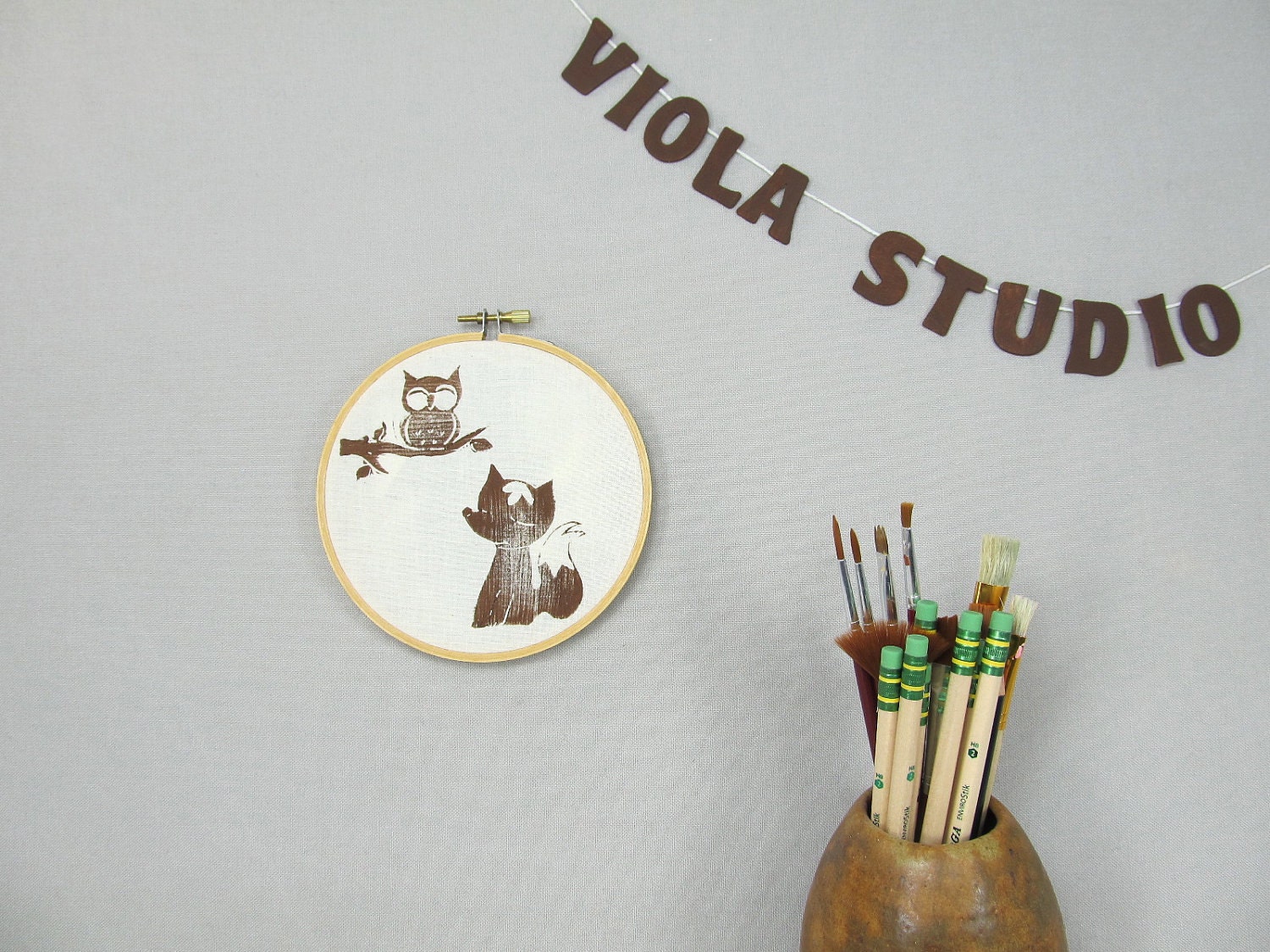 Wall/Shelf  Décor - Fox and Owl