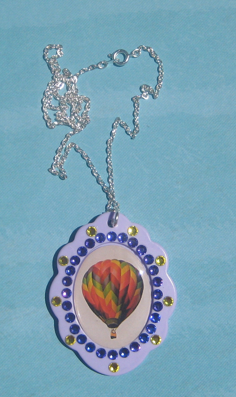 Hot Air Balloon Art Pendant Necklace One Of A Kind Kawaii
