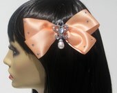 Perfect Peach Hair Bow Feminine Party One Of A Kind