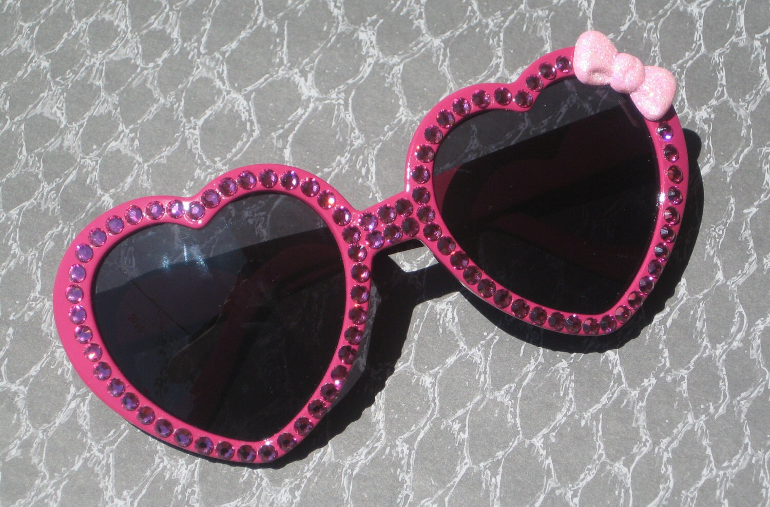 Pink Heart Shaped Sunglasses With Swarovski by GlampireDesign
