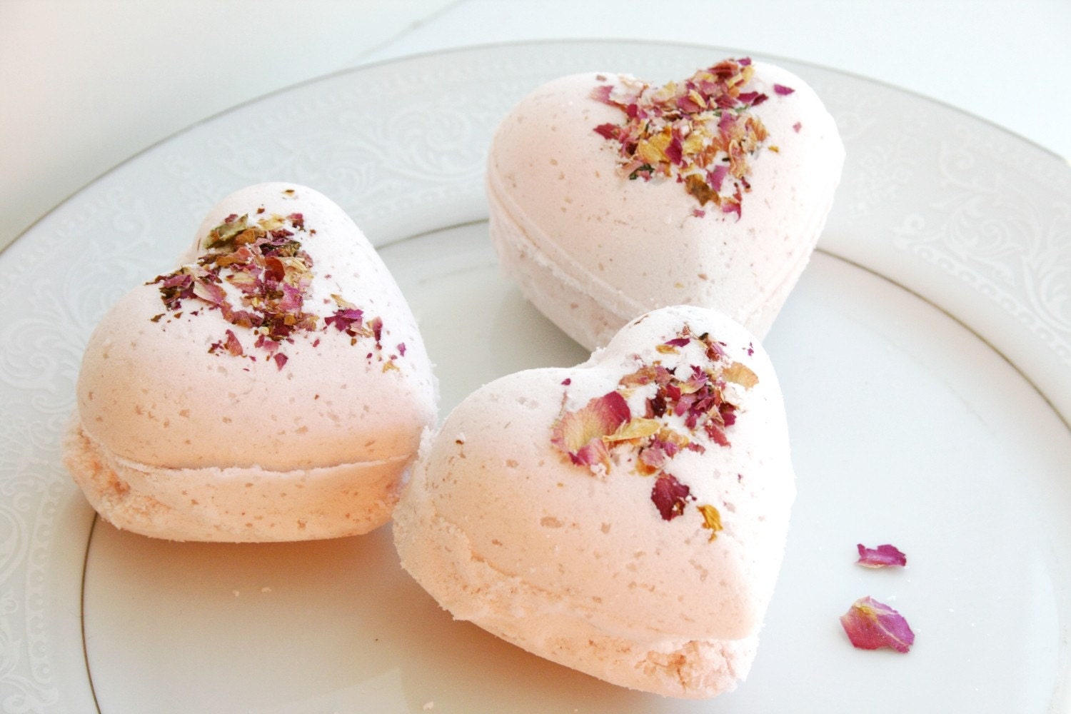 Rose Heart Bath Bombs -  Set of 3