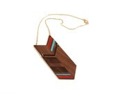 COLO - Laser cut, walnut necklace, color