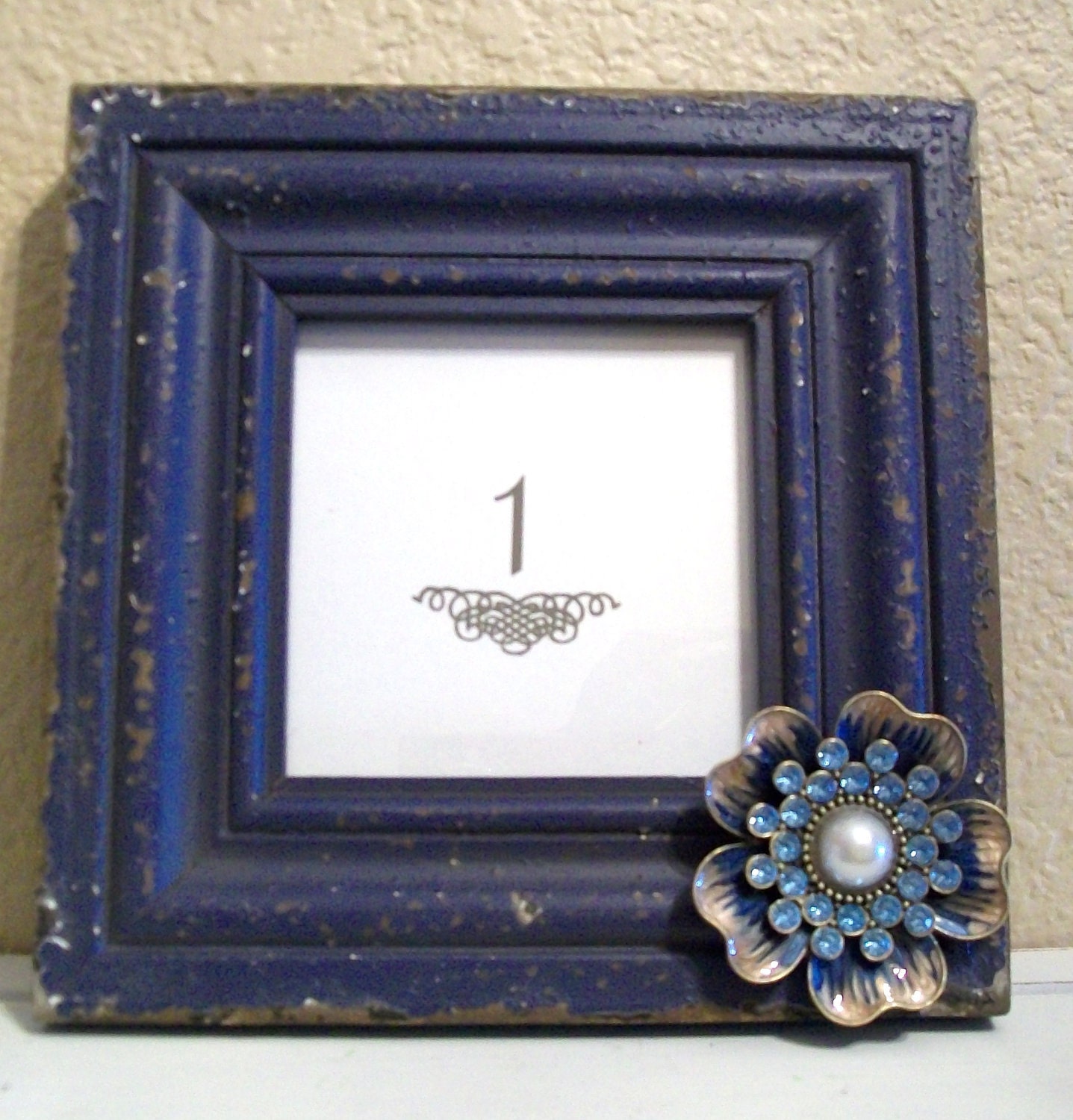 Decorative Frames Wedding Table Numbers-Signage-Shabby Chic Picture Frames-Rustic-Vintage Jewelry-Cobalt Blue-Navy Blue-Wedding Chalkboards