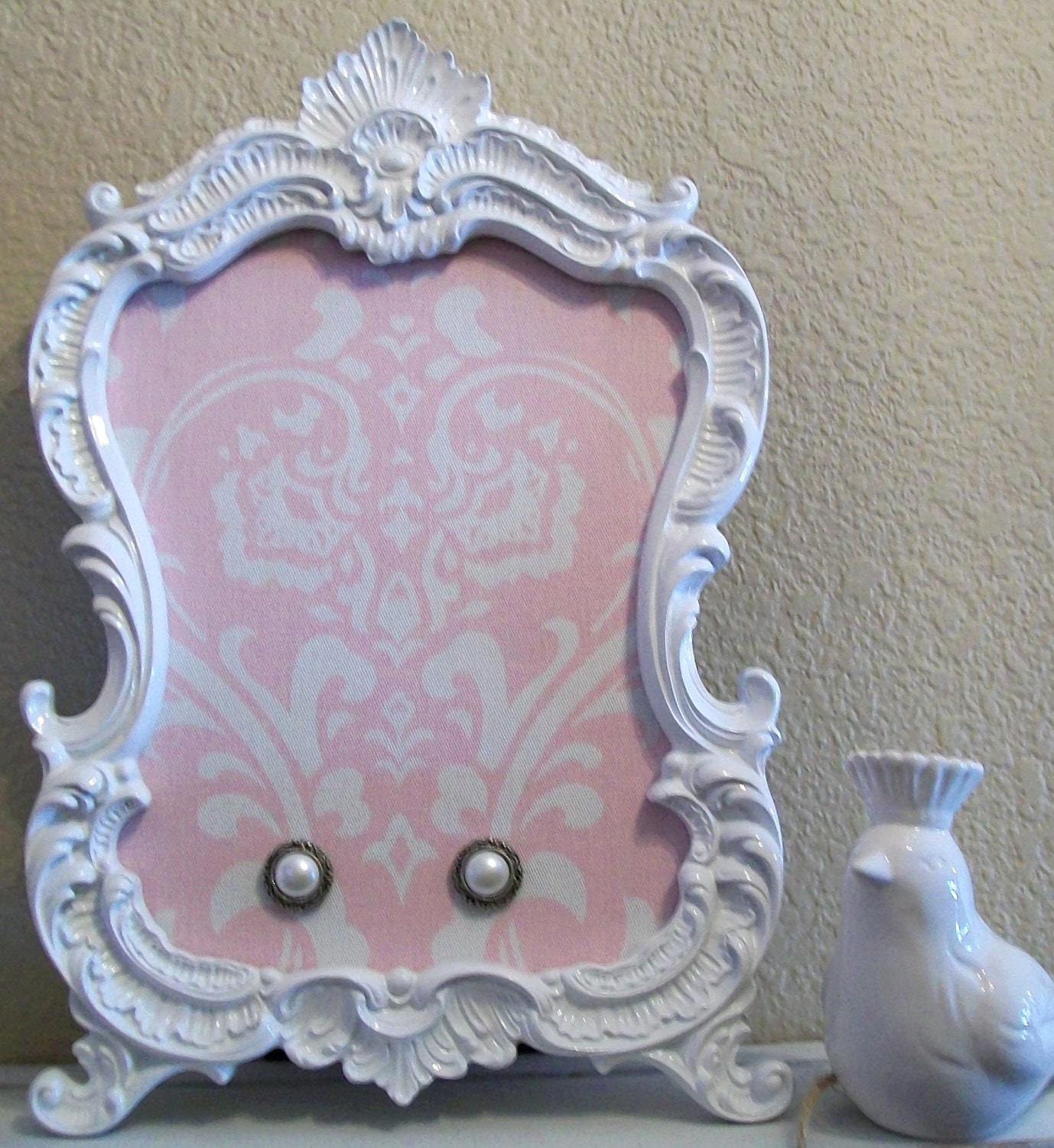 CANDY BAR SIGN-8x10 Baroque Ornate Vintage Picture Frame-Photo Frame-Pink and White Damask-Chalkboard-Frame-Shabby Chic-Nursery-Mirror