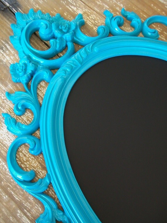 FRAMED CHALKBOARD-Any Color-Teal-Baroque Ornate Vintage Frame Chalkboard & Vintage Wall Mirror-Nursery-PBK-Kitchen Chalkboard