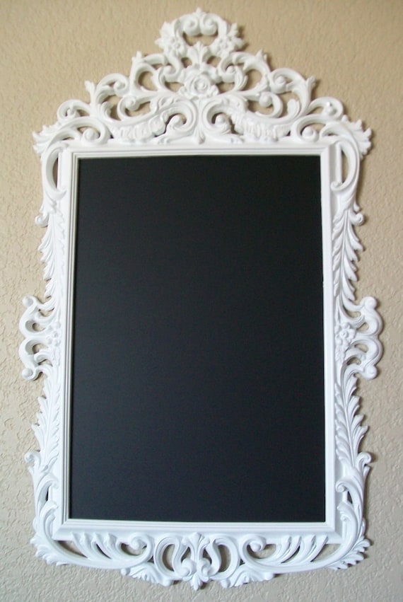 UNIQUE CHRISTMAS GIFT For Her Magnet Board Chalkboard Wall Mirror Ornate Vintage Baroque Picture Frame Wedding Menu Board White Any Color