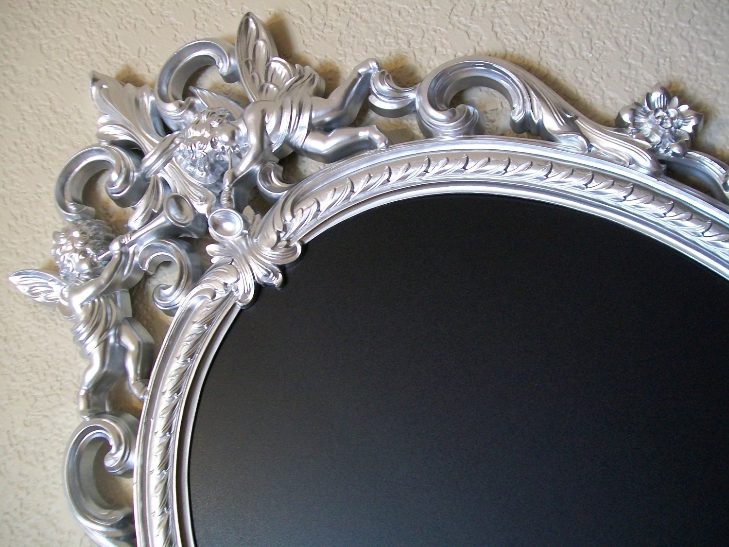 ANGELS-CHERUBS-LOVE-Romantic Ornate Decorative Vintage Framed Wall Mirror Chalkboard-Magnetic Chalkboard-Silver-Pewter-AnY Color
