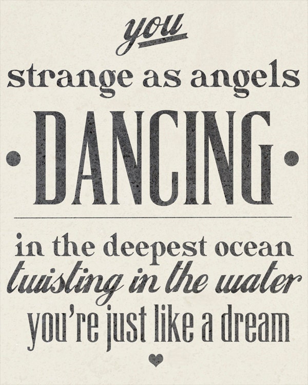 Strange As Angels - 8 x 10 - Typographic Print