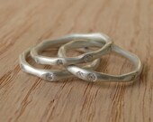 Sterling Silver Water Ring with White Sapphire