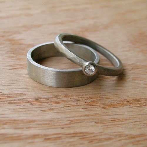 Moissanite Ring and Band in White Gold
