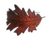 Oak Leaf Headband- Unique Embroidered Autumn Leaf Headband- Rust with Dark Brown Embroidery - TheFaerieMarket