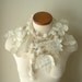 Long and Leafy Scarf with Embroidered Leaves- Soft Cream with Cream Berries