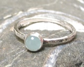 One 5mm. Aquamarine Silver Stacking Ring