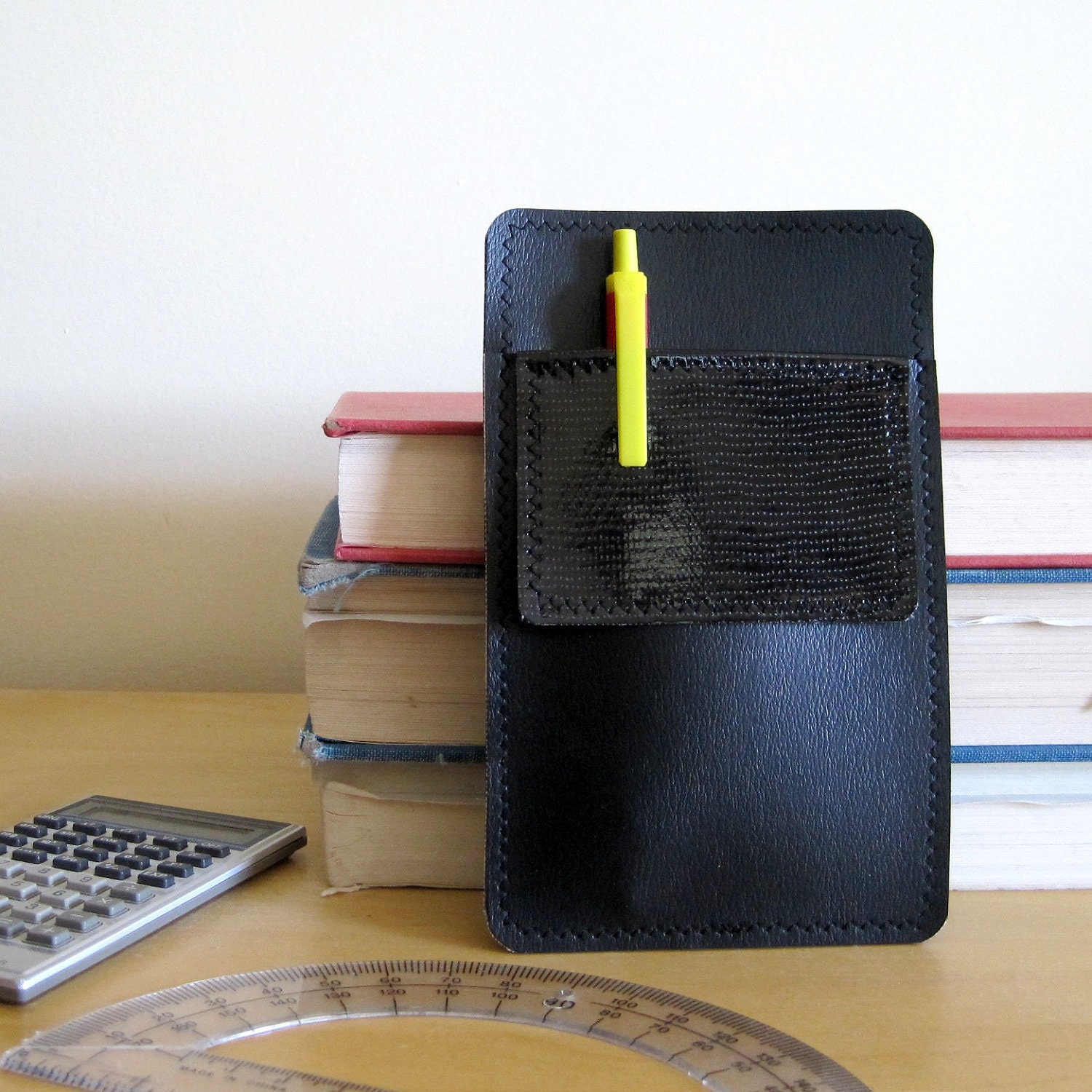 Nerd Power Vinyl Pocket Protector in inky black by annebvinyl