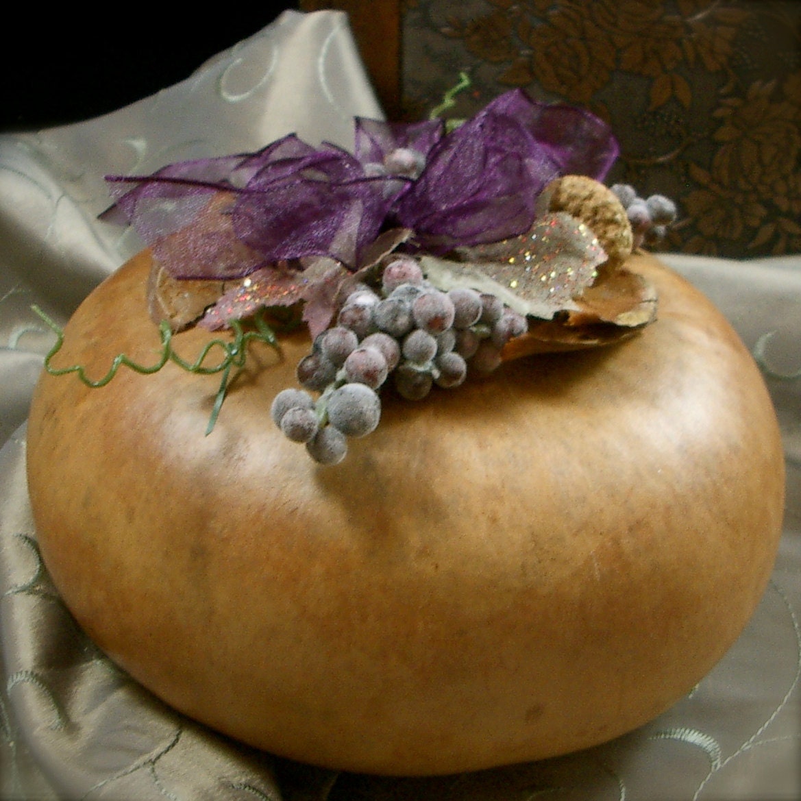 Decorative Natural Gourd for your Table with grape clusters - mymandycrafts