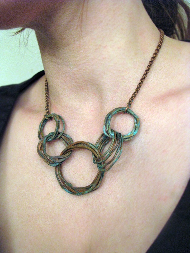 Patina Copper Necklace - Olympia - copper jewelry