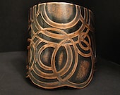Etched Copper Cuff - Galaxy Design - Oxidized Copper Bracelet  - handmade  copper jewelry