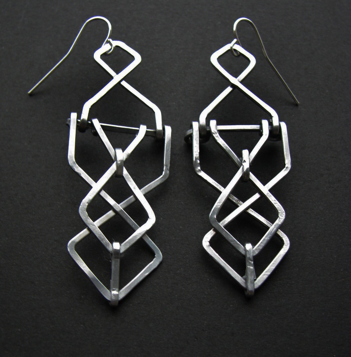 Mechanical Earrings - Diagram Design - Aluminum  - Inspired by Architecture, Modernism , and Art Deco